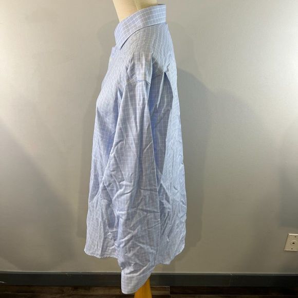 NWT NORDSTROM Light Blue White Waffle Print Long Sleeve Button Down Dress Shirt - Picture 4 of 10